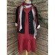 Klänning  100% lin  -röd-    STYLE: med jackan LC 22-06 i svart och knytband i 2 olika färger