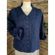 Blusjacka 100% lin i marinblått     STYLE: på bilden kjol i svartrandigt, teeshirt i natur under, allt 100% lin