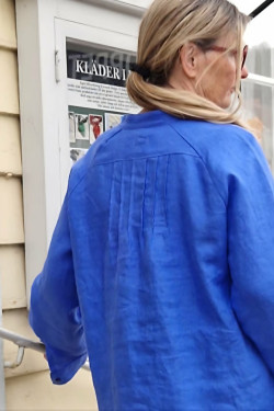 Blus Strå 100% lin lavendelblå