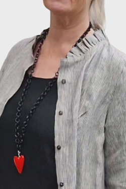 Skjortklänning  Peggie 100% lin - mörkrandig-