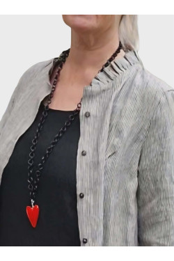 Skjortklänning  Peggie 100% lin - mörkrandig-