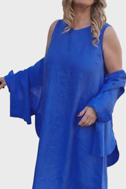 Klänning Debbie 100% lin -lavendelblå-