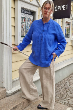 Blus/tunika Strå 100% lin lavendelblå