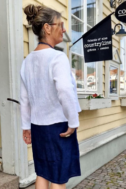 Kofta Sofie V-ringad ribbstickad 70 lin/30 ecobomull