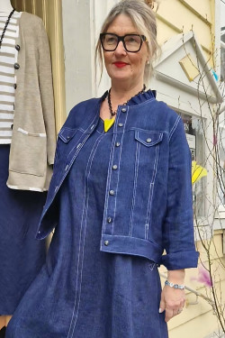 Linnejackan Flora 100% lin  -jeansblå-