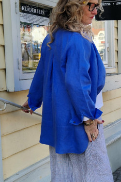 Skjorta 100% lin med ståkrage -lavendelblå-