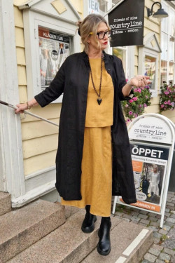 Skjortklänning  Peggie 100% lin - svart-