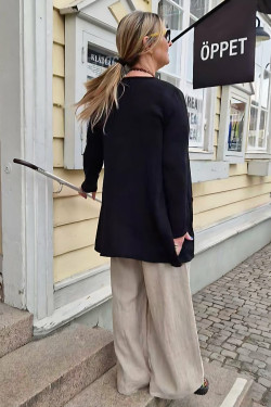 Kofta Lottie lång  70 lin/ 30 ecobomull -svart-