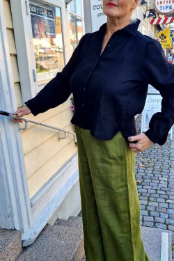 Blus/skjorta Peggy 100% lin -svart-