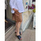 Kjol -Kort-100% lin -toffee (kanel)-