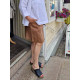 Kjol -Kort-100% lin -toffee (kanel)-