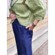 Byxa Culotte KORT 100% lin, jeansblå Byxa Culotte KORT 100% lin, jeansblå