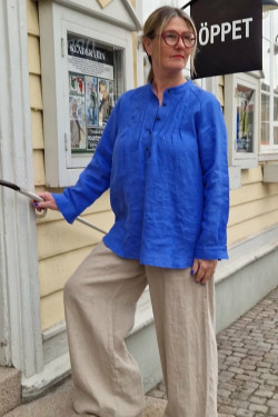 Blus Strå 100% lin lavendelblå