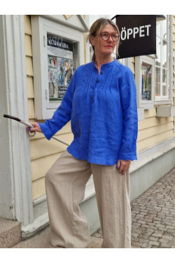 Blus/tunika Strå 100% lin lavendelblå