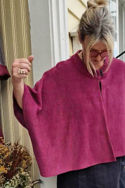 CAPE med ärm, stickad ONE SIZE  70 lin/30 ecobomull -välj färg-