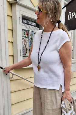 Jumper Tess KORT ÄRM 70 lin/30 ecobomull -vit-