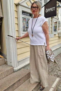 Jumper Tess KORT ÄRM 70 lin/30 ecobomull -vit-