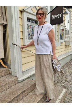 Jumper Tess KORT ÄRM 70 lin/30 ecobomull -vit-