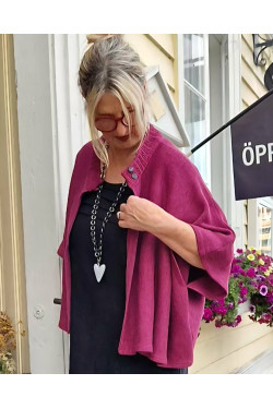CAPE med ärm, stickad ONE SIZE  70 lin/30 ecobomull -välj färg-