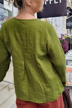 Blus S T R Å  100% lin -skogsgrön-