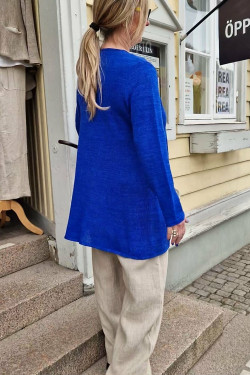 Kofta Lottie lång  70 lin/ 30 ecobomull -klarblå-