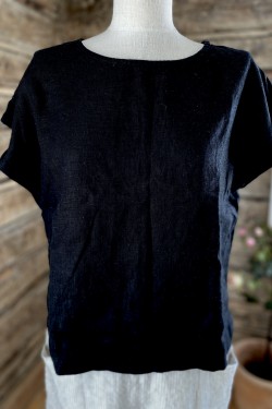 Teeshirt 100% lin -svart-