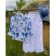 Blusjacka 100% lin LUKTÄRT -blå-   STYLE: på bilden med hängselklänning LC 19-10 och teeshirt under i samma mönster