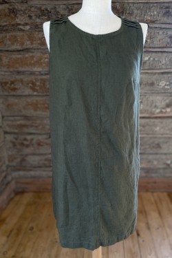 Tunikaklänning 100% lin med stråveck  mossgrönt