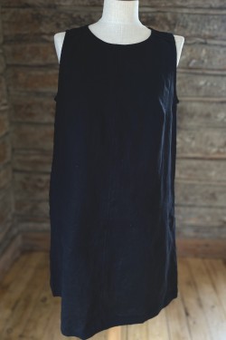 Tunikaklänning med stråveck 100% lin svart