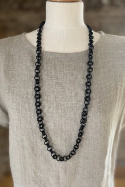 Halsband, lång utan berlock-Orange- Svart -Svart/stål- eller Blå