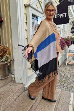 S J A L   med fransar. 50% lin / 50% ull -välj färg-