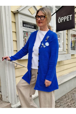 Kofta Lottie lång  70 lin/ 30 ecobomull -klarblå-