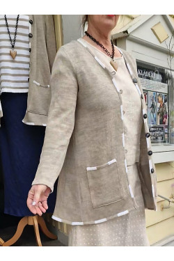 Kofta Lottie lång  70 lin/ 30 ecobomull -natur-