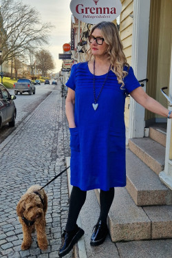 Klänning Ellie 100% lin -kornblå-