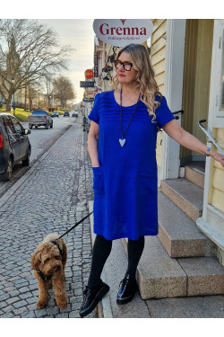 Klänning Ellie 100% lin -kornblå-