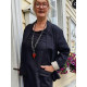 Linnejacka utan knappar 100% lin  svart/natur
