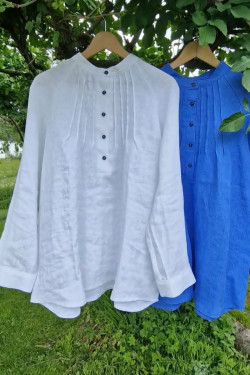 Blus/tunika Strå 100% lin lavendelblå