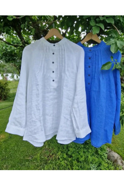 Blus/tunika Strå 100% lin lavendelblå