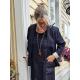 Linnejacka utan knappar 100% lin  svart/natur