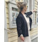 Linnejacka utan knappar 100% lin  svart/natur
