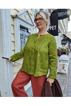 Blus S T R Å  100% lin -skogsgrön-