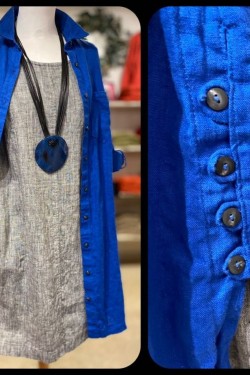 Långskjorta 100% lin -kungsblå-    STYLE: tunikaklänningen LC 19-05 -gråmelerat (peppar& salt)